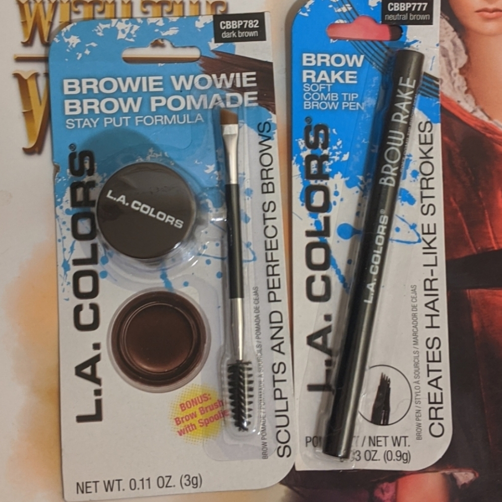 SALE L.A. Colors Set Lot Dark Brown Eyebrow Pomade & Brow Rake Neutral
